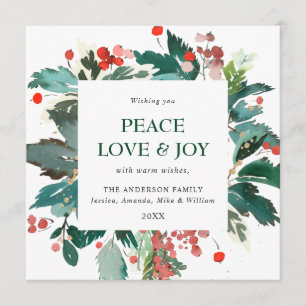 Cartes Pour Fêtes Annuelles Festive Holly Berry Wreath voeux de Noël