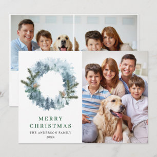 Cartes Pour Fêtes Annuelles Festive Holly Wreath Noël 3 PHOTO Salutation