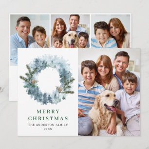 Cartes Pour Fêtes Annuelles Festive Holly Wreath Noël 4 PHOTO Salutation