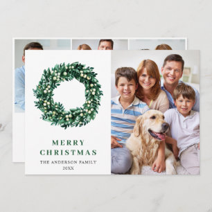 Cartes Pour Fêtes Annuelles Festive Holly Wreath Noël 4 PHOTO Salutation