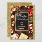 Cartes Pour Fêtes Annuelles Festive Joyeuses Fêtes Parties scintillant d'or de (Devant / Derrière)