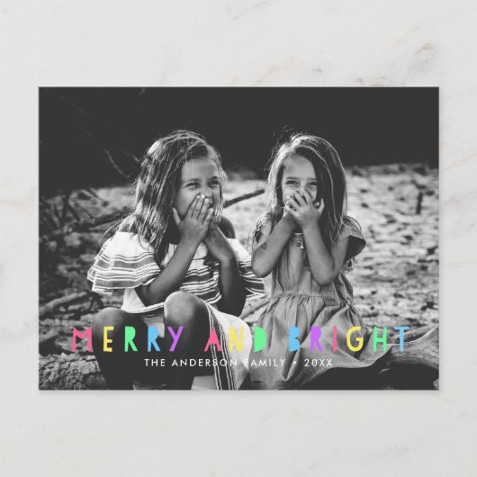 Cartes Pour Fêtes Annuelles Festive Joyeux et brillant unique photo Noël (Devant)