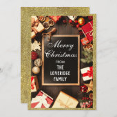 Cartes Pour Fêtes Annuelles Festive Joyeux Noël Fête Parties scintillant d'or (Devant / Derrière)