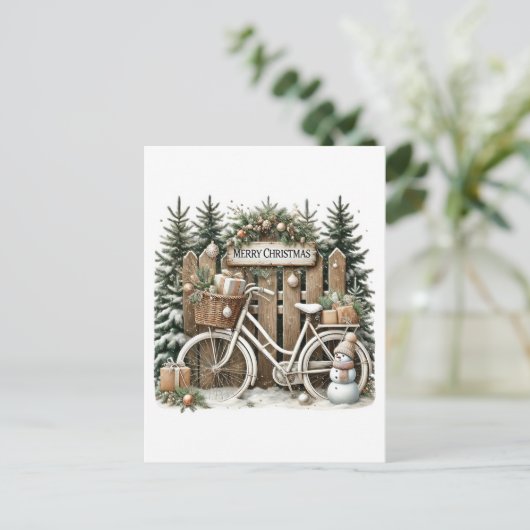 Cartes Pour Fêtes Annuelles Festive Joyeux Noël Pays remise vélo (Debout devant)