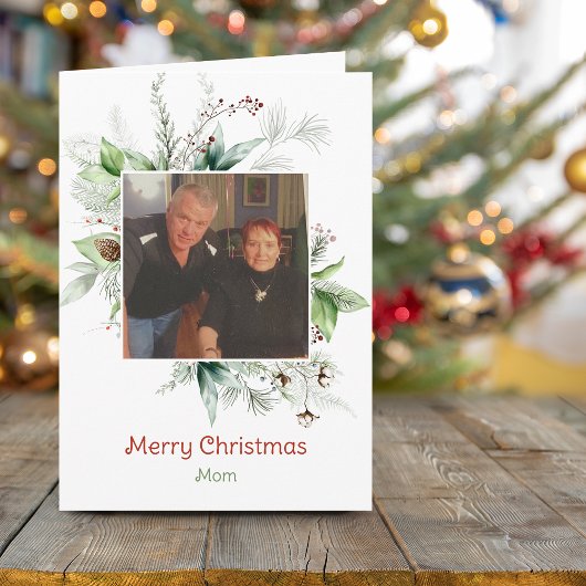 Cartes Pour Fêtes Annuelles Festive Joyeux Noël Végétal d'hiver Photo