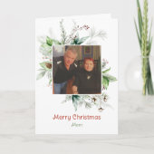 Cartes Pour Fêtes Annuelles Festive Joyeux Noël Végétal d'hiver Photo (Devant)