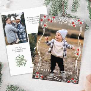 Cartes Pour Fêtes Annuelles Festive Main dessinée Noël Bow Ribbon 3 Photo