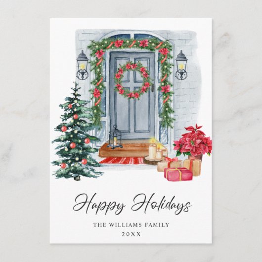 Cartes Pour Fêtes Annuelles Festive Maison de campagne Noël Salutation de Noël (Devant)