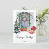 Cartes Pour Fêtes Annuelles Festive Maison de campagne Noël Salutation de Noël (Debout devant)