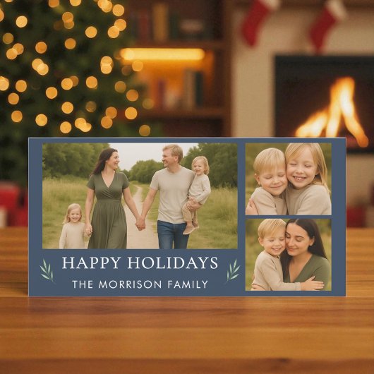 Cartes Pour Fêtes Annuelles Festive Marine Bleu Joyeux Noël Photo Botanique