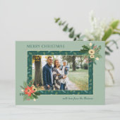 Cartes Pour Fêtes Annuelles Festive mignonne Noël Floral 1 Photo (Debout devant)