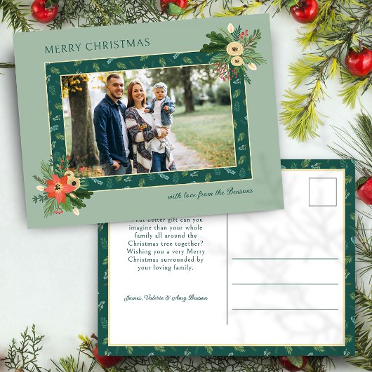 Cartes Pour Fêtes Annuelles Festive mignonne Noël Floral 1 Photo