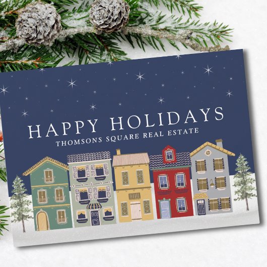 Cartes Pour Fêtes Annuelles Festive Moderne Winter House Corporate Immobilier