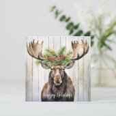 Cartes Pour Fêtes Annuelles Festive Noël à l'orignal (Debout devant)