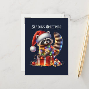 Cartes Pour Fêtes Annuelles Festive Noël ajouter message raccoon