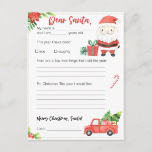 Cartes Pour Fêtes Annuelles Festive Noël cher Père Noël lettre