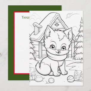 Cartes Pour Fêtes Annuelles Festive Noël enfants colorier chat