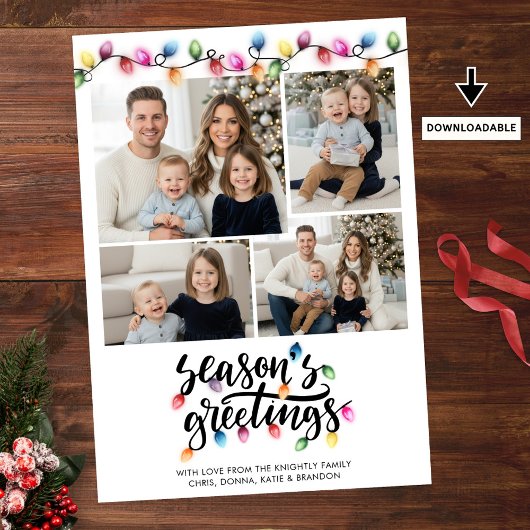 Cartes Pour Fêtes Annuelles Festive Noël Lumières 4 Joyeuses Fêtes photo