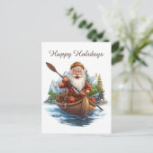 Cartes Pour Fêtes Annuelles Festive Noël Père Noël canoë ajouter du texte (Debout devant)
