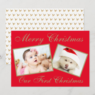 Cartes Pour Fêtes Annuelles Festive Notre premier Noël Gold 2 Photos