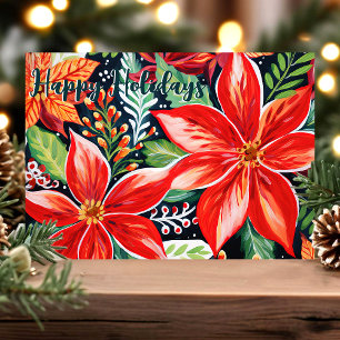 Cartes Pour Fêtes Annuelles Festive Poinsettias Noël botanique
