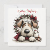 Cartes Pour Fêtes Annuelles Festive Pup & Wreath (Devant)