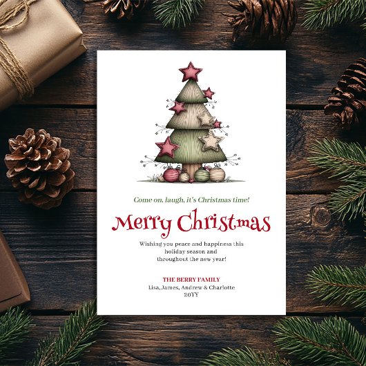 Cartes Pour Fêtes Annuelles Festive quirky tree greeting card printable