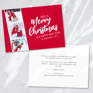 Cartes Pour Fêtes Annuelles Festive Red Photo Strip Joyeux Noël