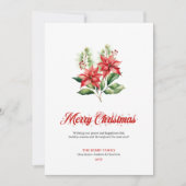 Cartes Pour Fêtes Annuelles Festive Red Poinsettia Script Font Greeting Card (Devant)