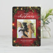 Cartes Pour Fêtes Annuelles Festive Red Rustic Photo de Noël (Debout devant)