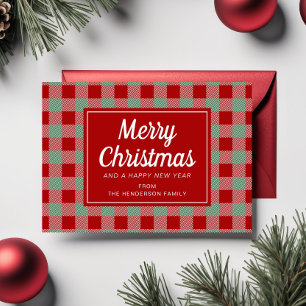 Cartes Pour Fêtes Annuelles Festive Rouge Plaid Noël