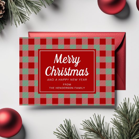 Cartes Pour Fêtes Annuelles Festive Rouge Plaid Noël