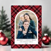 Cartes Pour Fêtes Annuelles Festive Rouge Plaid Photo Noël