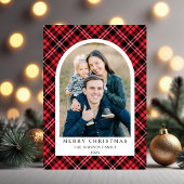 Cartes Pour Fêtes Annuelles Festive Rouge Plaid Photo Noël