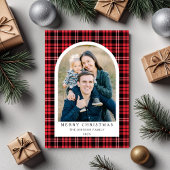 Cartes Pour Fêtes Annuelles Festive Rouge Plaid Photo Noël