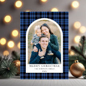 Cartes Pour Fêtes Annuelles Festive Rouge Plaid Photo Noël