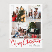 Cartes Pour Fêtes Annuelles Festive Rouge Script vertical 3 Photo Noël (Devant)