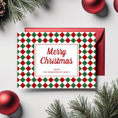 Cartes Pour Fêtes Annuelles Festive Rouge Vert Checked Joyeux Noël