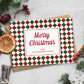 Cartes Pour Fêtes Annuelles Festive Rouge Vert Checked Joyeux Noël