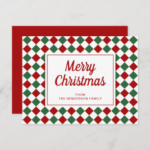 Cartes Pour Fêtes Annuelles Festive Rouge Vert Checked Noël