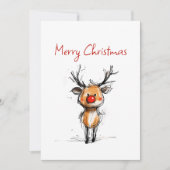 Cartes Pour Fêtes Annuelles Festive Rudolph Reindeer Sketch Merry Christmas (Devant)