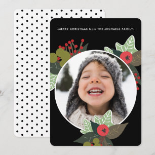 Cartes Pour Fêtes Annuelles Festive Rustique Cercle Botanique Photo Noël