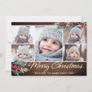 Cartes Pour Fêtes Annuelles Festive Rustique Noël 5 PHOTOS Salutations