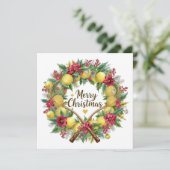 Cartes Pour Fêtes Annuelles Festive Tennis Wreath pour Noël (Debout devant)