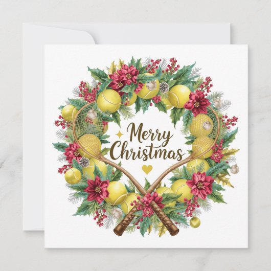 Cartes Pour Fêtes Annuelles Festive Tennis Wreath pour Noël (Devant)