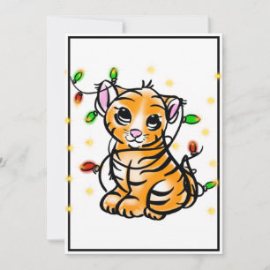 Cartes Pour Fêtes Annuelles Festive Vacances bébé Tiger   lumières scintillant