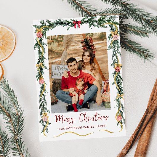 Cartes Pour Fêtes Annuelles Festive verdure & vaches Joyeux Noël 1 Photo