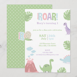 Cartes Pour Fêtes Annuelles Fête Anniversaire de enfant Pastel Baby Dinosaur