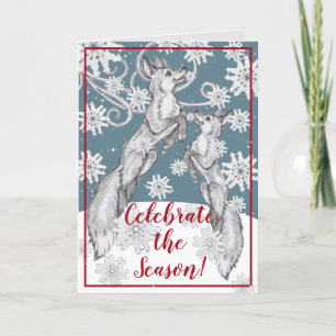 Cartes Pour Fêtes Annuelles Fête artistique de Fox Snowflake en hiver Noël