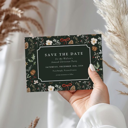 Cartes Pour Fêtes Annuelles Fête botanique d'hiver Noël Enregistrer la date